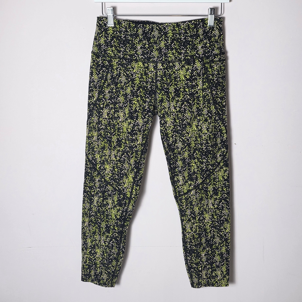 Sweaty Betty Power 7/8 Leggings Small Black Neon Abstract High Rise Athletic